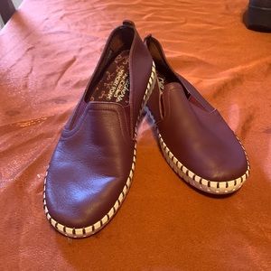 Memory foam slip on casual leather shoes